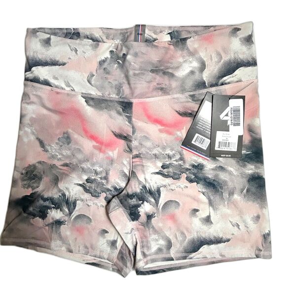 FourLaps NWT Arc Pink Clouds Gray Pink Tie Dye Print Bike Workout Shorts Size XL - Picture 5 of 13